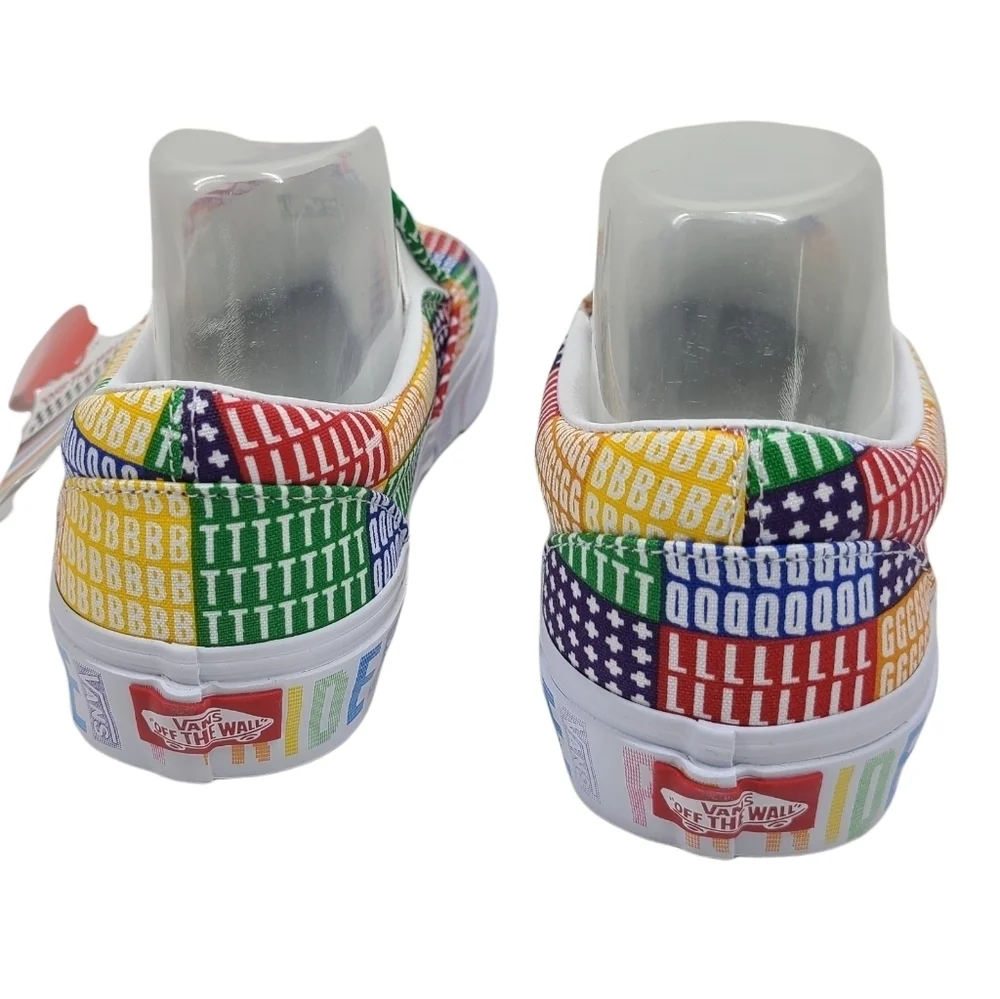 NEW Vans UNISEX  Classic Slip On Pride Print Multicolor Canvas Shoes‎